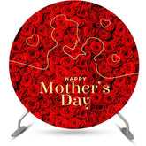 Aperturee - Red Floral Line Draw Round Mothers Day Backdrop